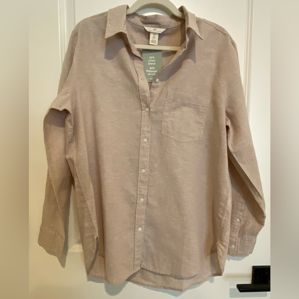NWT Linen Blend Button Down